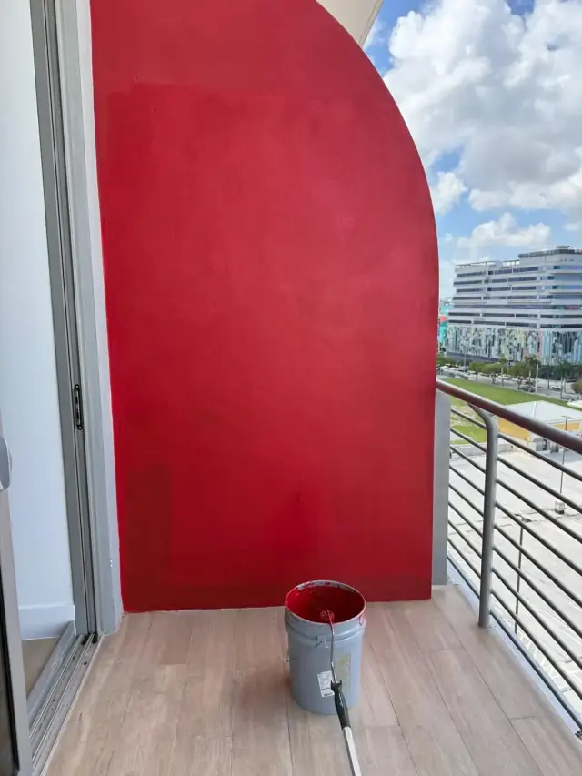 Balcony exterior wall painting, 3100 NE 1st Ave, Miami