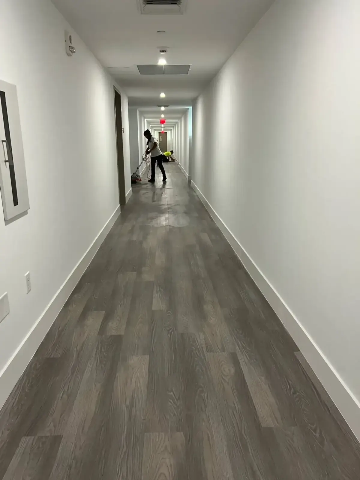 Same hallway with the new durable floor, after