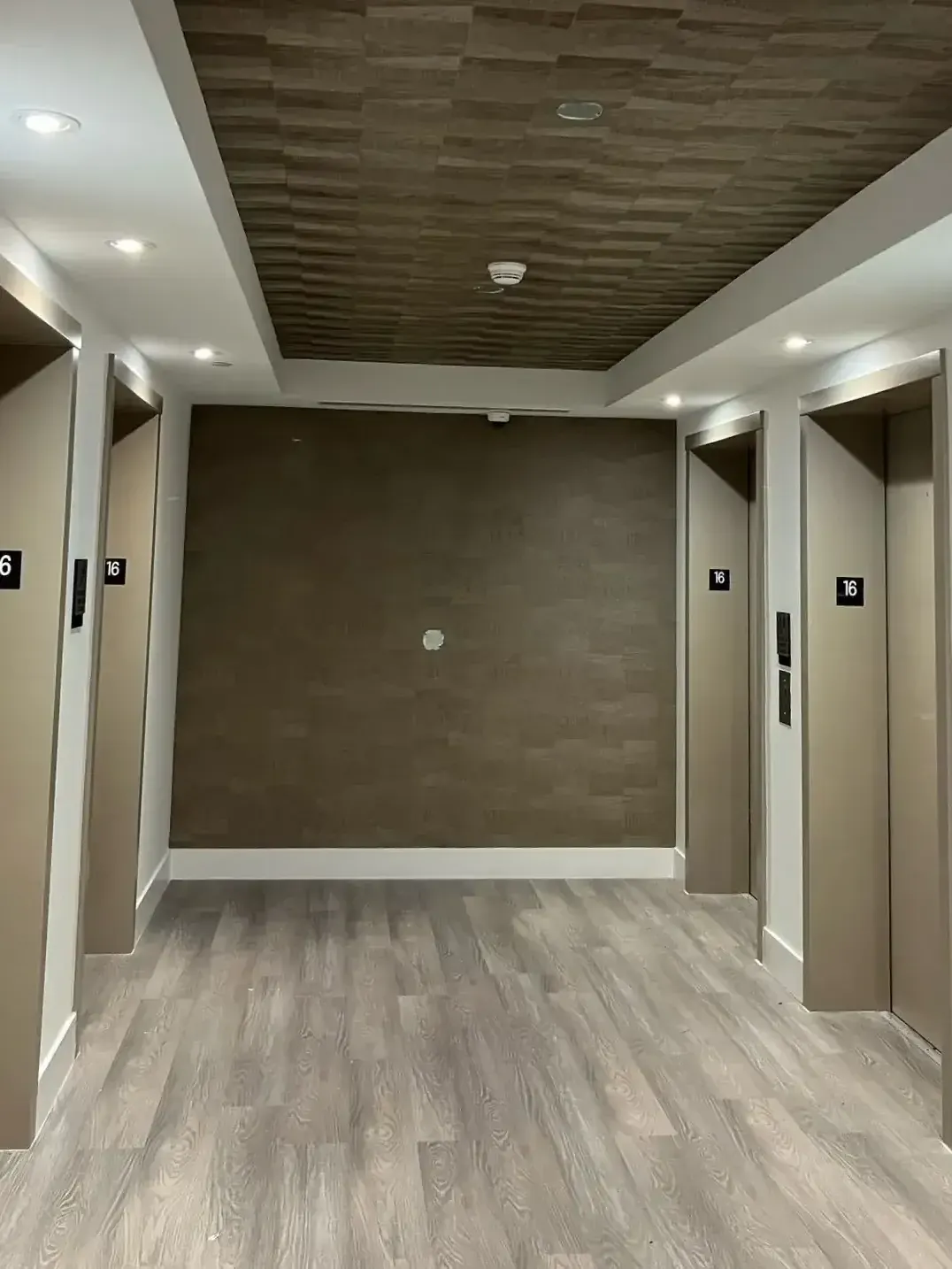 Elevator lobby wall before the renovation, Hollywood, FL